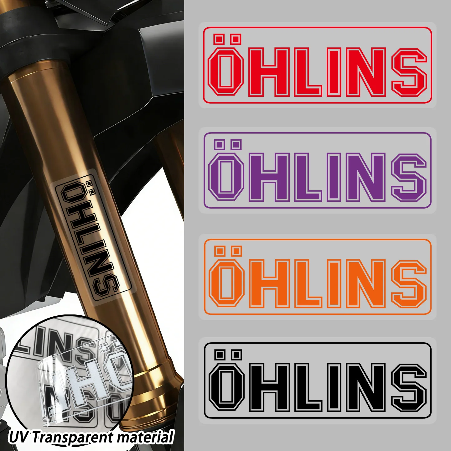 UV Transparent Ohlins Stickers Waterproof For Motorcycle Motocross Scooter Front Fork Shock Absorber Decor Accessories view 2