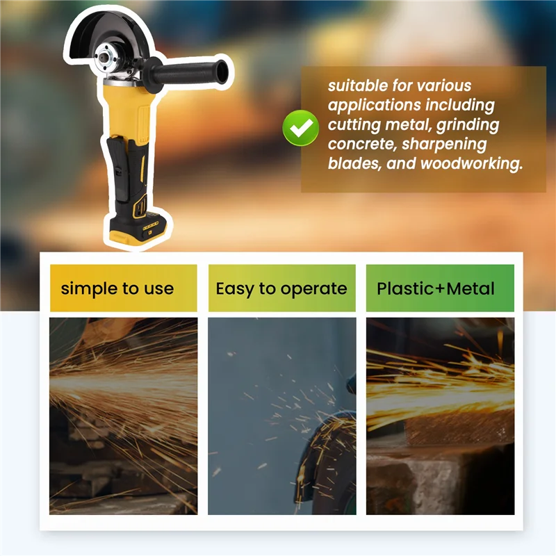 

AB34-125Mm Brushless Angle Grinder For 18V 20V Battery Cordless Grinding Machine Cutting Woodworking Tool (No Battery)