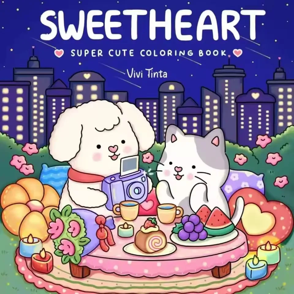 Sweetheart: Coloring Book for Adults & Teens Featuring Adorable Animals Valentines for All AgesStress Relief and Creativity