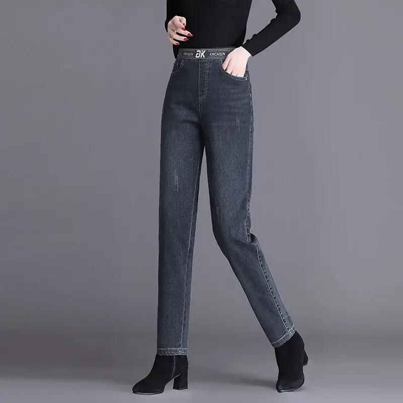 Jeans Women 2024 Mom Casual Ladies Harlan Pants Straight Leg Middle-aged and Elderly Loose Slimming New Pants Streetwear Women