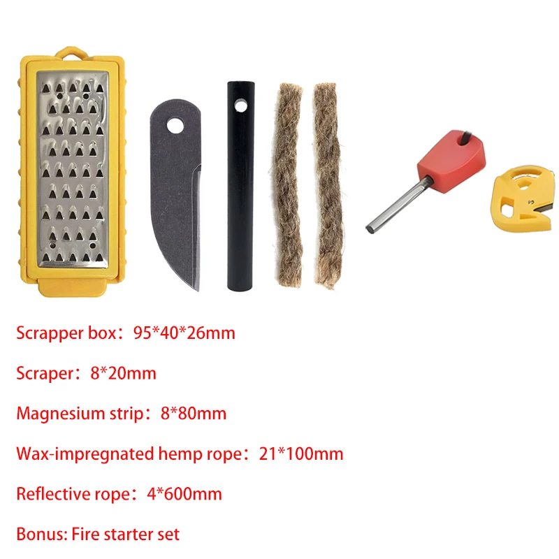 جديد في الهواء الطلق التخييم الصوان مجموعة معدات الحرائق البرية بقاء EDC أداة حزمة Pal Tinder صانع مع كاتب النار