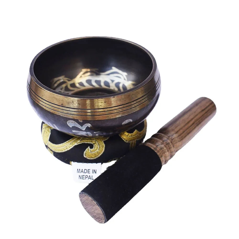 Nepalese Black Singing Bowl 8cm Handmade Yoga Healing Meditation Tibetan Singing Bowls Sound Therapy Percussion Instruments