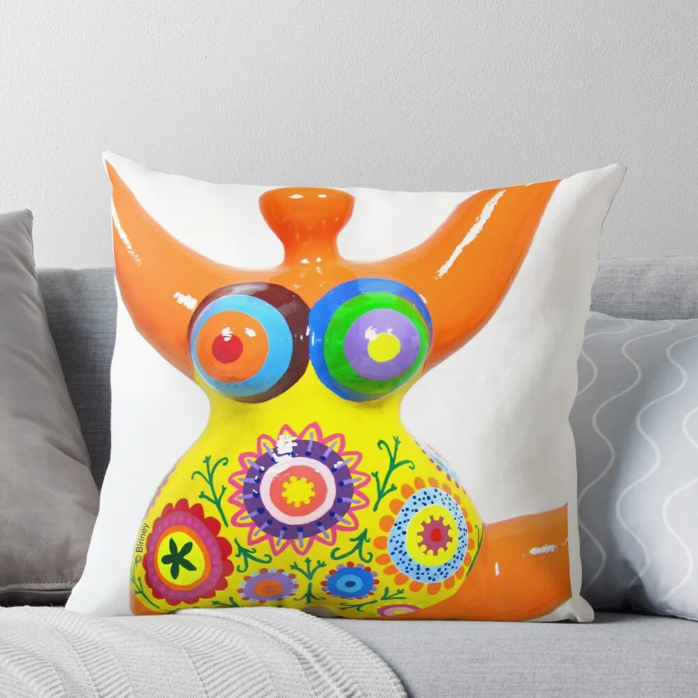 

Orange Nana Biriney - tribute to Niki de Saint Phalle Throw Pillow Cushions For Sofa Pillow Cases Decorative covers for pillows