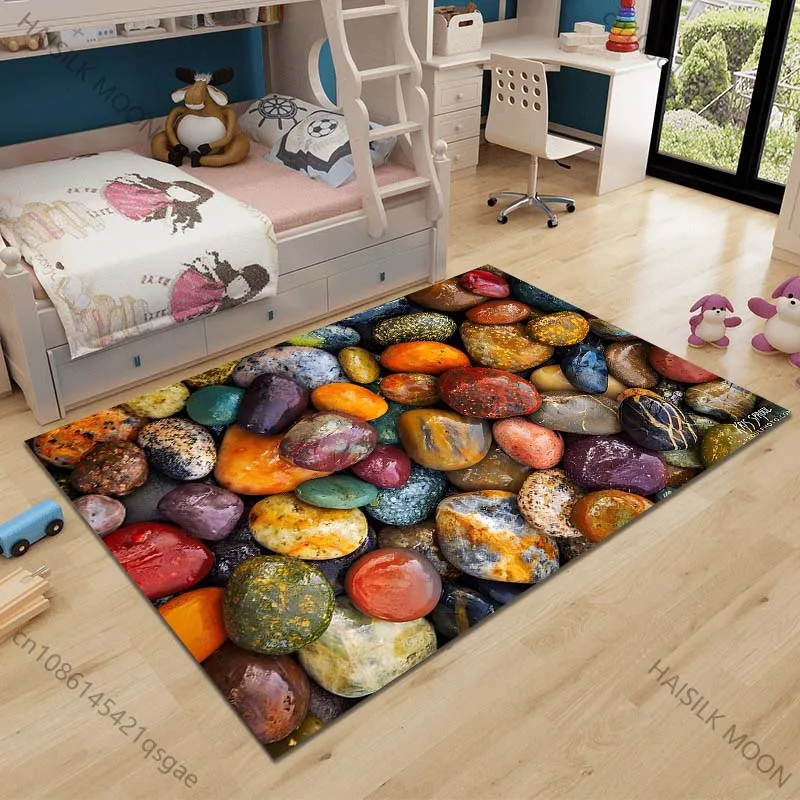 Multiple sizes Colorful polished stones Carpet for Living Room Bedroom Sofa Home Decor Rus Non-slip Floor Mat Luxury Gift