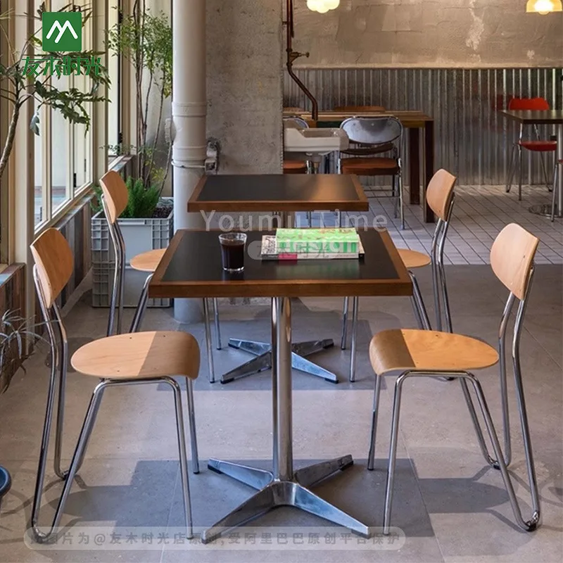 Industrial style table and chair theme restaurant light food shop back chair light meal milk tea shop bar coffee shop table and