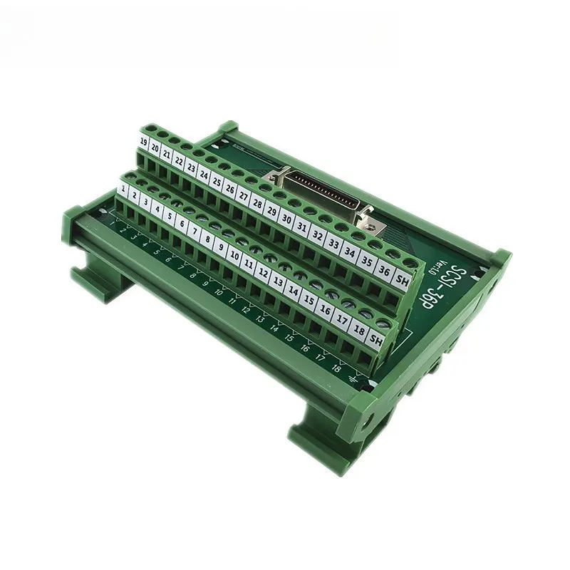 SCSI-36P-CN-F 36-pin Green Terminal Block for DIN Rail Mounting 11.0 x 8.7 cm Copper Contacts Reliable Connection