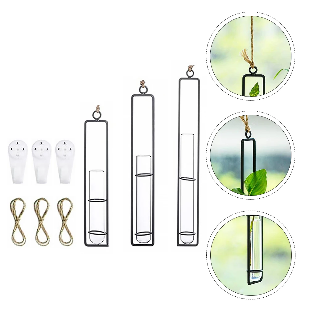 

Hanging Test Tube Vase Glass Hydroponic Planter for Wall Mounted Home Decoration Bedroom Living Room Office Decor