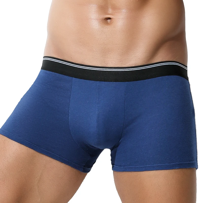 3-Pack of Men's Pure Color Underwear Pure Cotton Breathable Boxer Briefs Mid-Waist Summer Boys' Large Size Sports Cotton Boxer B