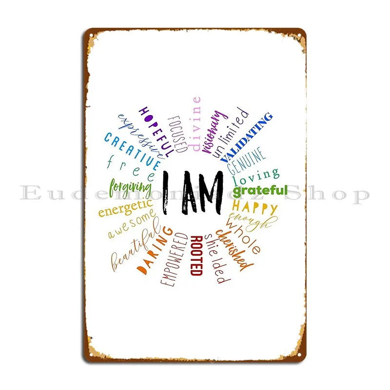 Positive Affirmations Mantra Metal Plaque Poster Printing Decoration Garage Wall Mural Decoration Tin Sign Poster