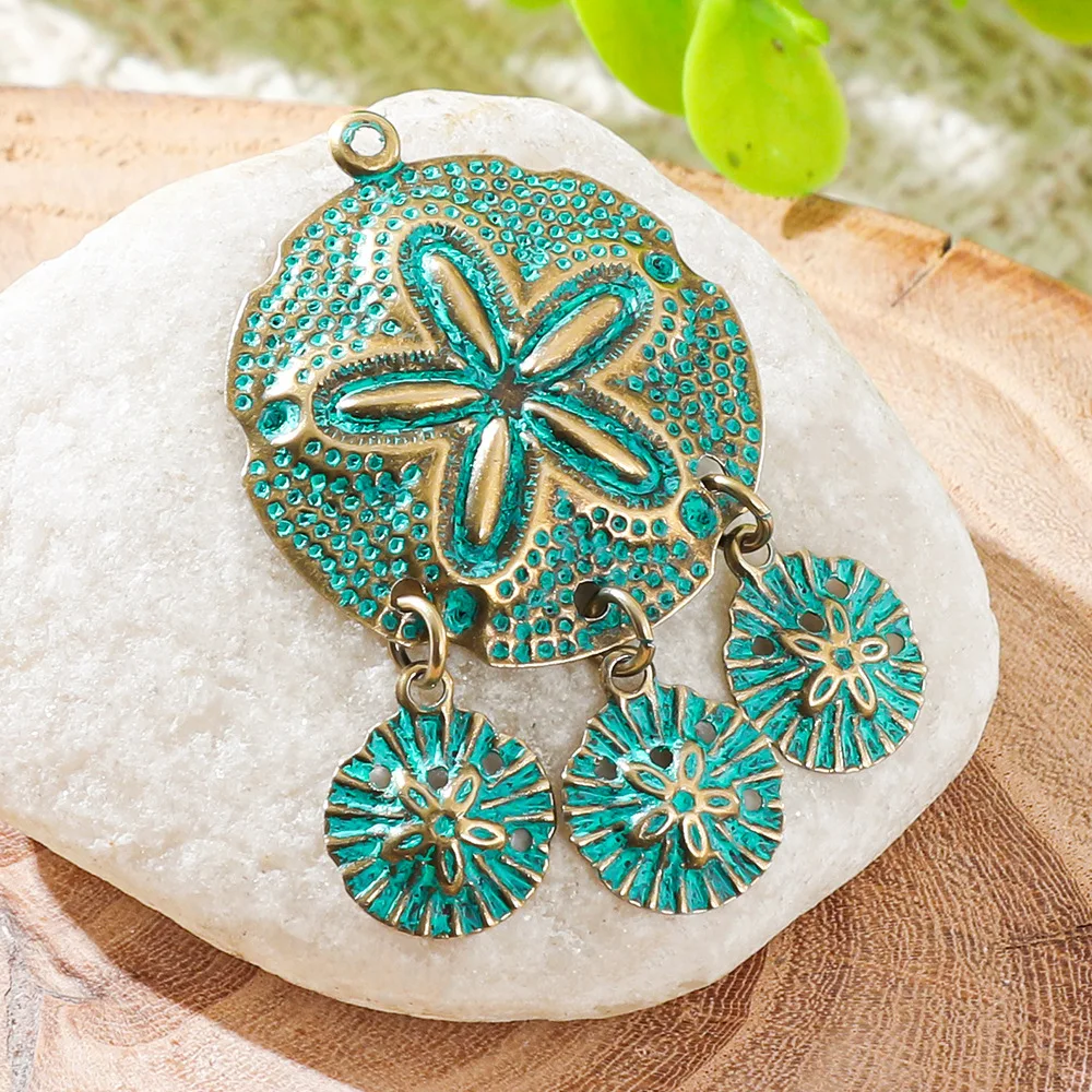 10pcs/pack Antique Beach Sand Dollar Pendants Charms for DIY Jewelry Making Earrings Necklaces Findings Accessories Wholesale