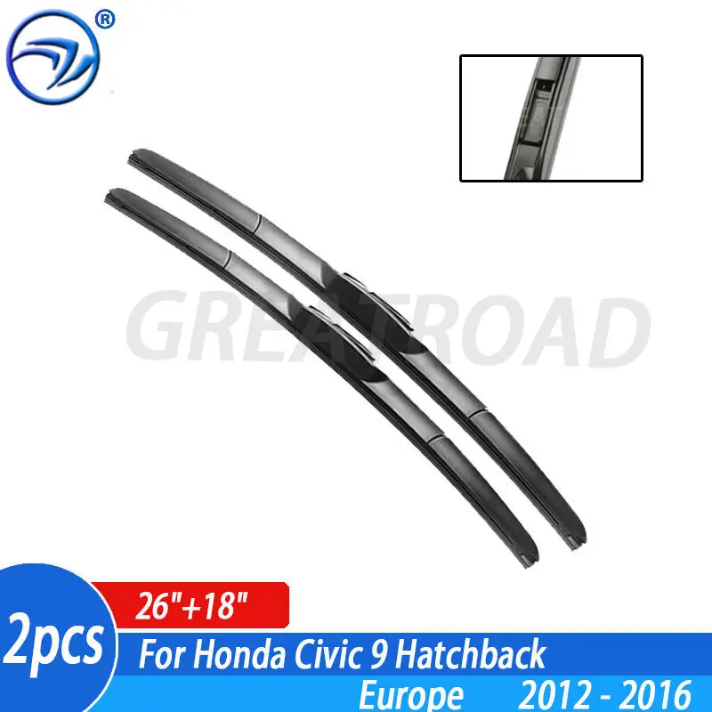 Wiper Front Hybrid Wiper Blades For Honda Civic 9 Hatchback Tourer Europe Model 2012 - 2016 Windshield Windscreen 26