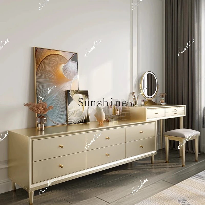 Solid wood dresser chest integrated simple modern master bedroom special makeup table small apartment bedroom light luxury  FT