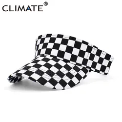 CLIMATE Black White Checks Sun Visor Hat Fashion Chessboard Checkerboard Summer Cap Cool Sun Hat Visors Man Woman Outdoor Caps