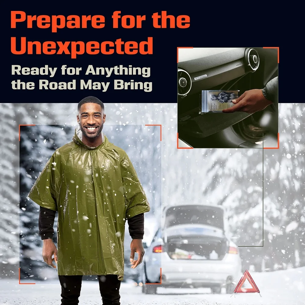 Notfall-Regenponcho mit Kapuze, PE-Material, Wasserdicht & Warm mit Aluminiumbeschichtung, Überlebens-Notfalldecke für Camping – Detail 10