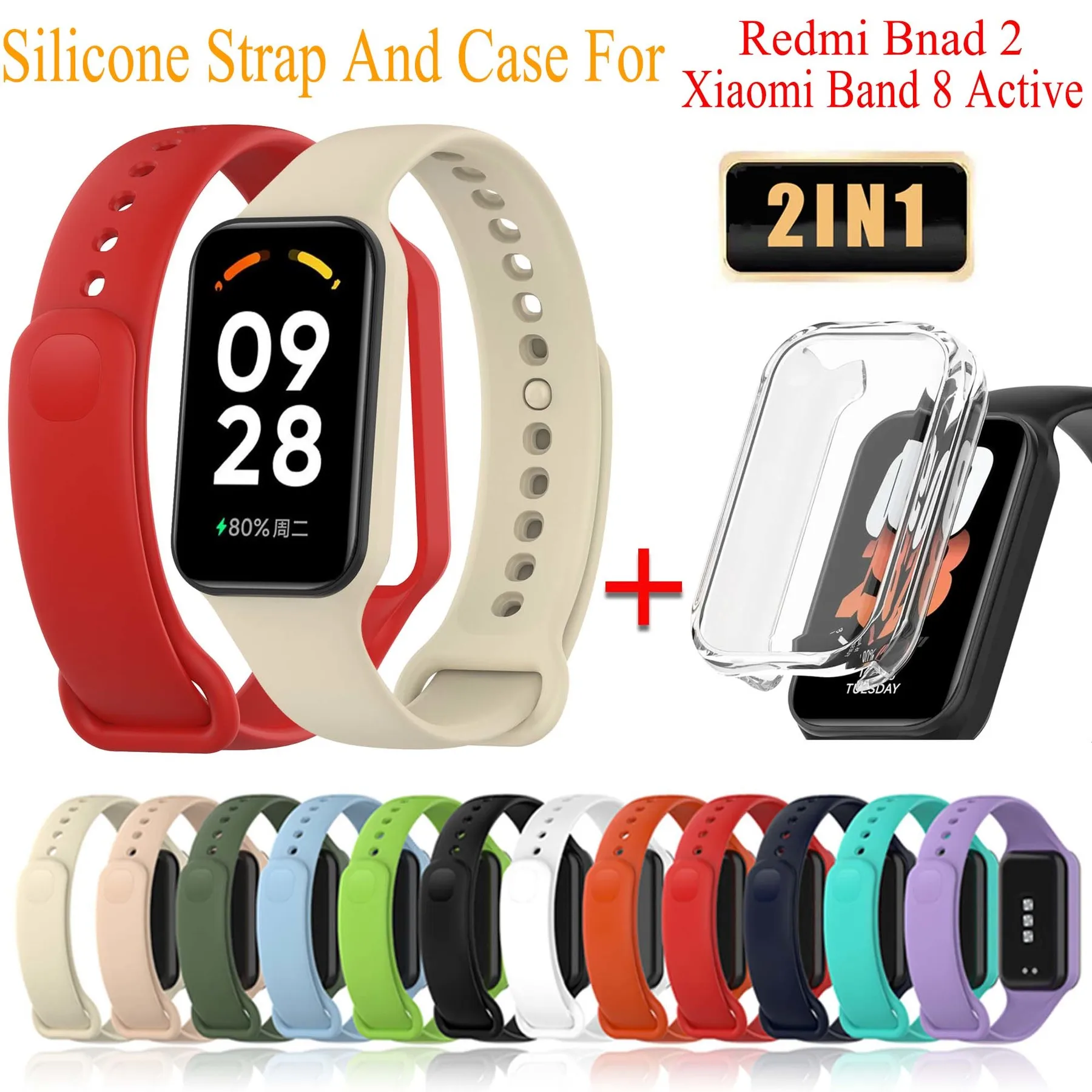 Correa de silicona para Redmi Smart Band 2, repuesto de correa de reloj para Xiaomi Smart Band 8 Active