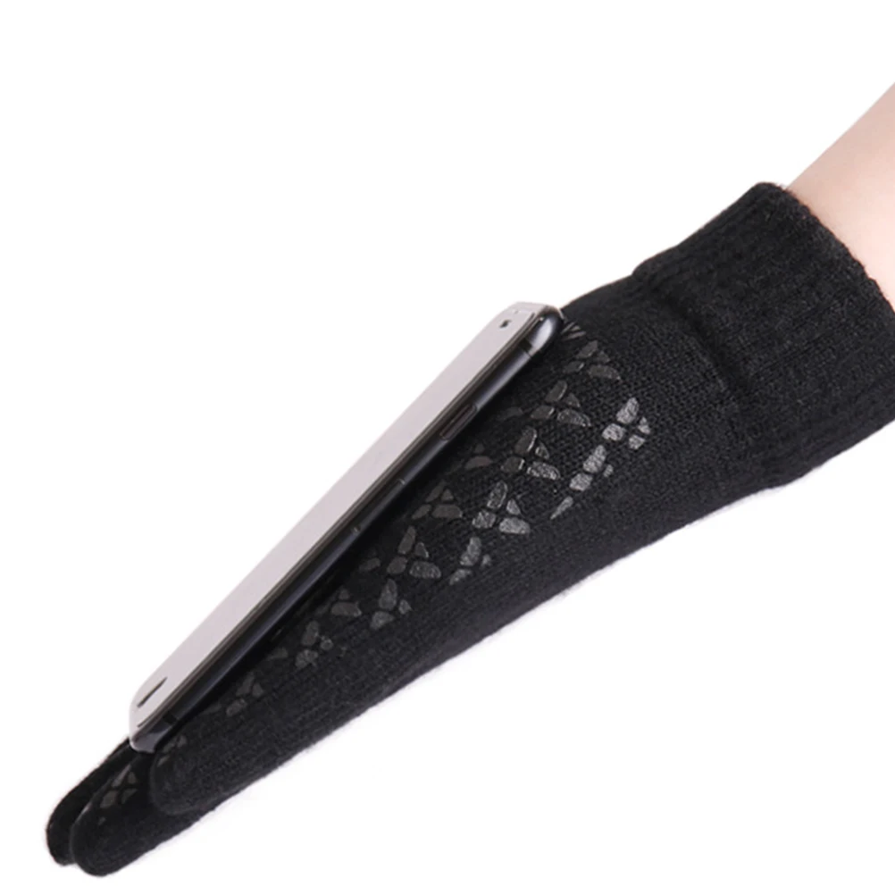 

1 Pair Touch Knitted Simple Anti-Slip Windproof Gloves For Anti-Slip Gloves Men Winter Wear Soft Elastic