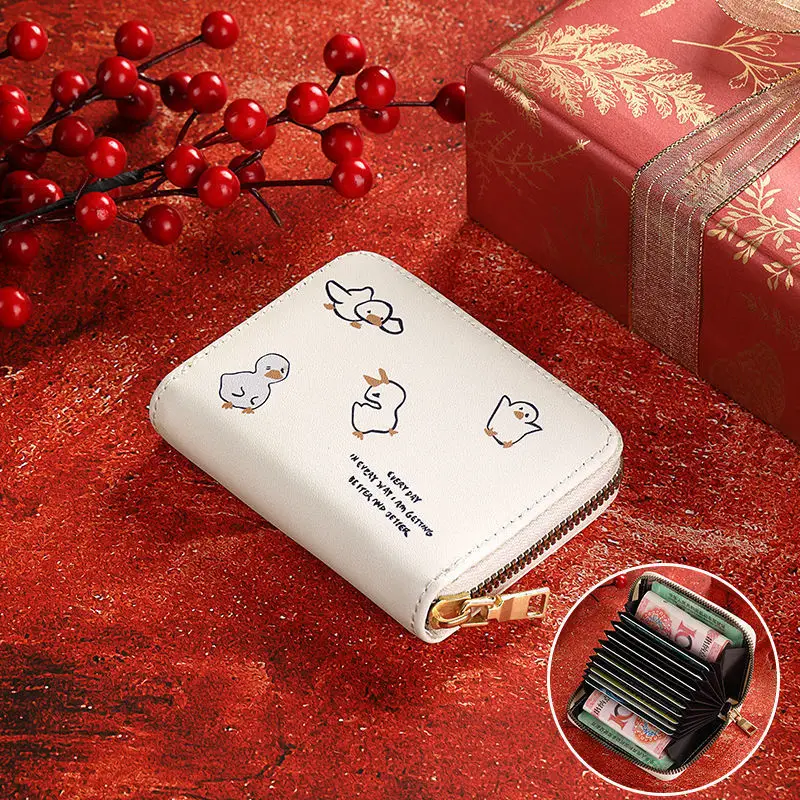 Cute Card Holder Cartoon Ultra-Thin Compact Bank Card ID Pocket Female Coin Purse Student Anti-Degaussing Large Capacity Wallet