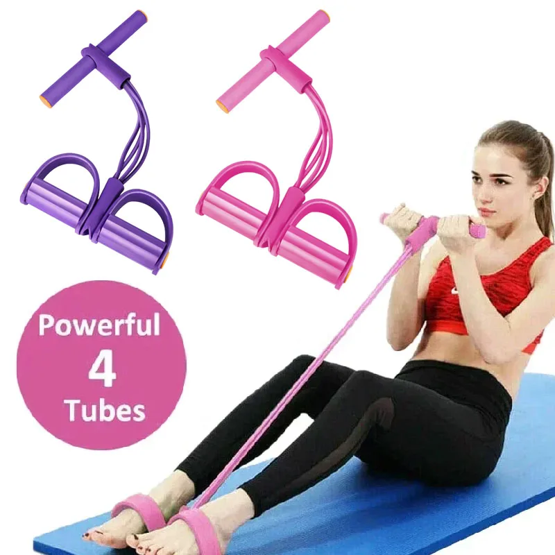 

New Resistance Bands Elastic Fitness Bands For Sports Exercises At Home Multifunctional Portable 4 Tube Elastic Pedal Puller