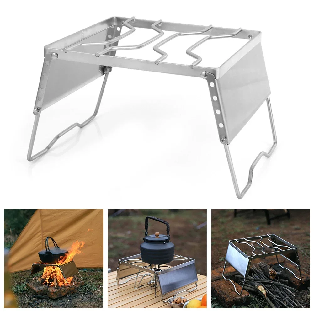 

Camping Campfire Grill Firewood Stove 304 Stainless Steel Attached Carrying Bag Compact But Sturdy For Backpacking