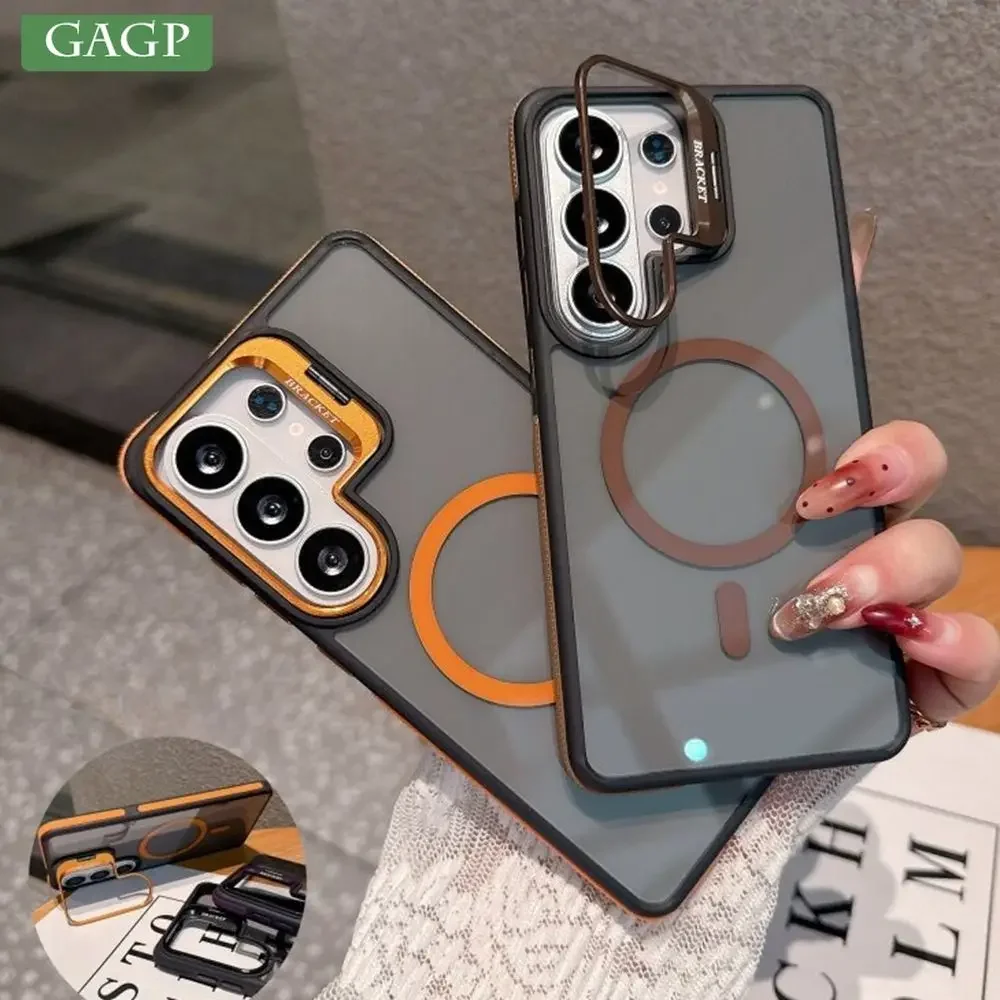 

S26 Ultra For Magsafe Metal Lens Protect Stand Case For Galaxy Samsung S26 S23 S22 S24 S25 Ultra Plus FE Acrylic Bumper Cover
