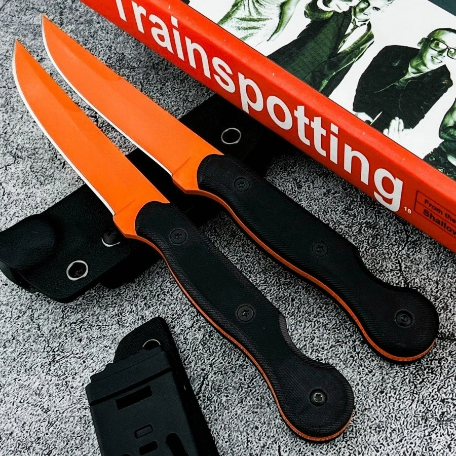 

Нож TO/PS Sharp Straight Knife - оранжевый, лезвие 7Cr13Mov, рукоять из черного G10, для активного отдыха, кемпинга, тактический, для экстренных ситуаций, самообороны
