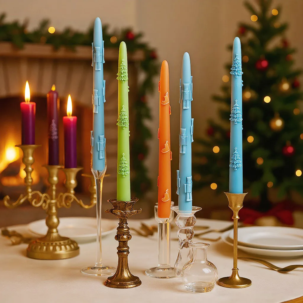 

Рождественские формы для свечей с 3-мя узорами, конические формы для свечей, силиконовые формы для декора вечеринки, принадлежности для изготовления свечей