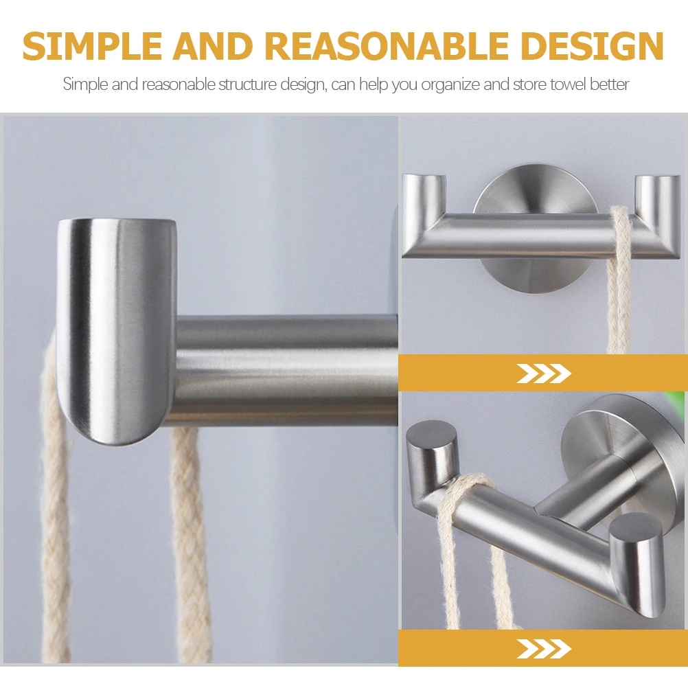 

1pcs Stainless Steel Double Towel Hook Wall Mounted Bathroom Kitchen Storage Organizer Robe Hooks 304 Material Black Gold