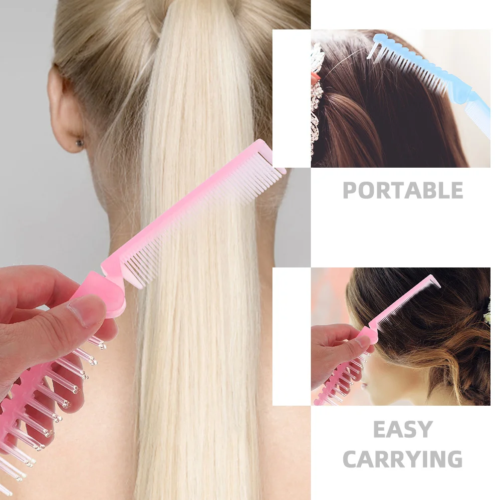 6 قطع من فرشاة الشعر القابلة للطي المضادة للكهرباء الساكنة، حجم السفر، مشط صغير مدمج للنساء، فرشاة تصفيف الشعر قابلة للطي