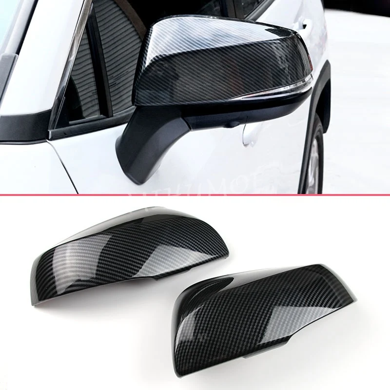 

For Toyota RAV4 Grand Highlander Sienna Kluger Suzuki Across Exterior Side Rearview Mirror Cover Cap Overlay Trims Carbon Fiber