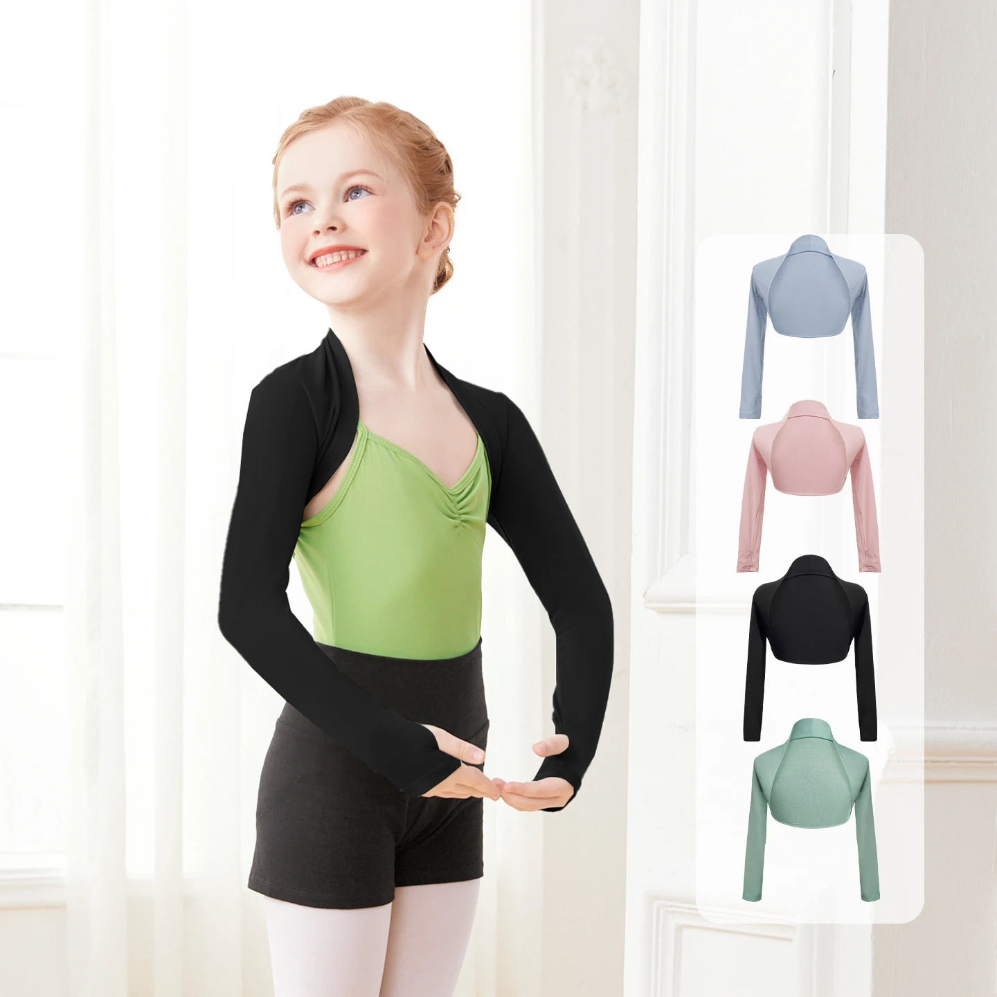 Girls Kids Dance Tops Ballet Dance Cropped Tops Modern Classical Dance Coats Long Sleeve Women Teen Ballet Dance Outfits