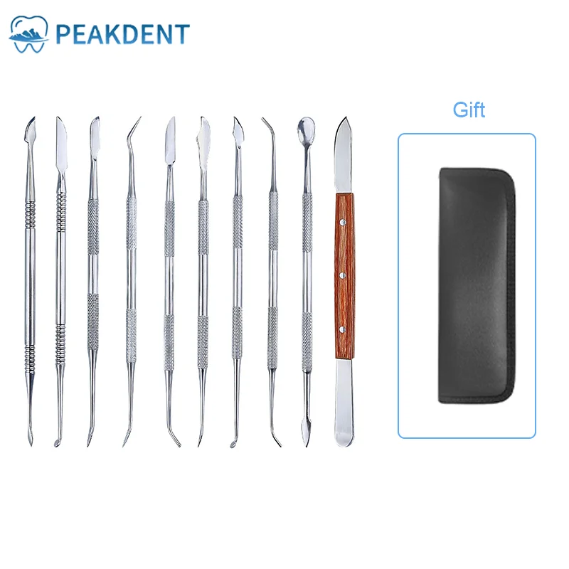 10pcs Teeth Wax Carving Tool Set Dental Spatula Plaster Knife Stainless Steel Versatile Dental Instrument Dentist Tools