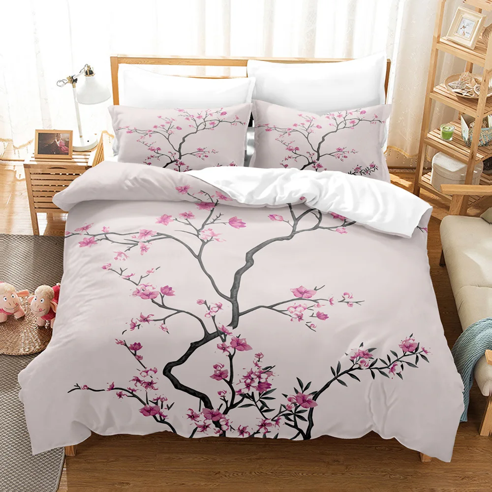 

Flowers Bedding Set 3D Printed Blue Pink Colorful Comfortable Brushed King Queen Twin Size Duvet Cover Set For Birthday Gift