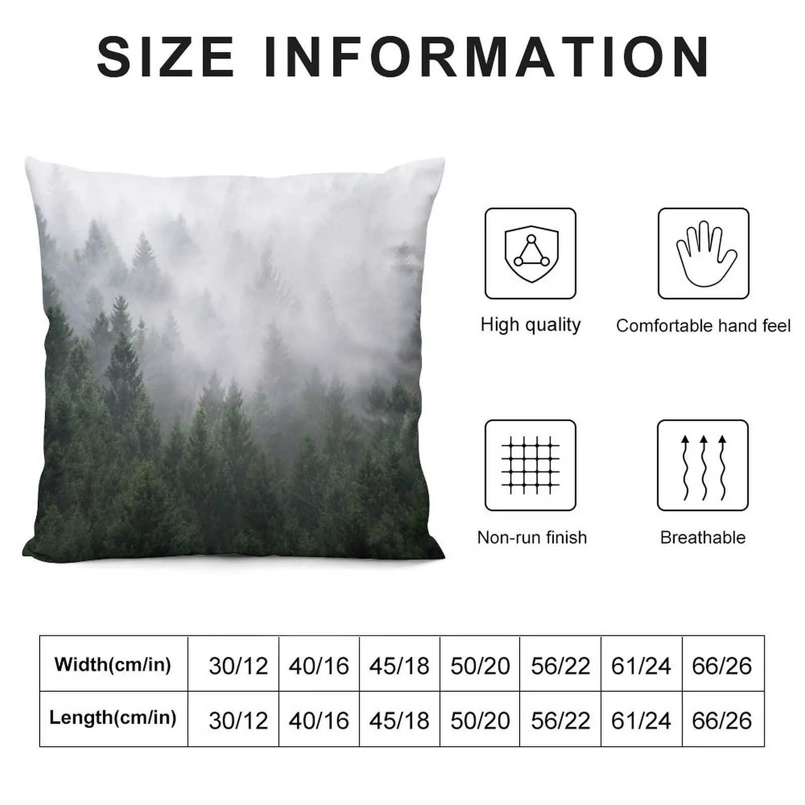 Home Is A Feeling // Misty Retro Fall Wilderness Fairytale Evergreen Forest With Trees Covered In Magic Fog Season Throw Pillow