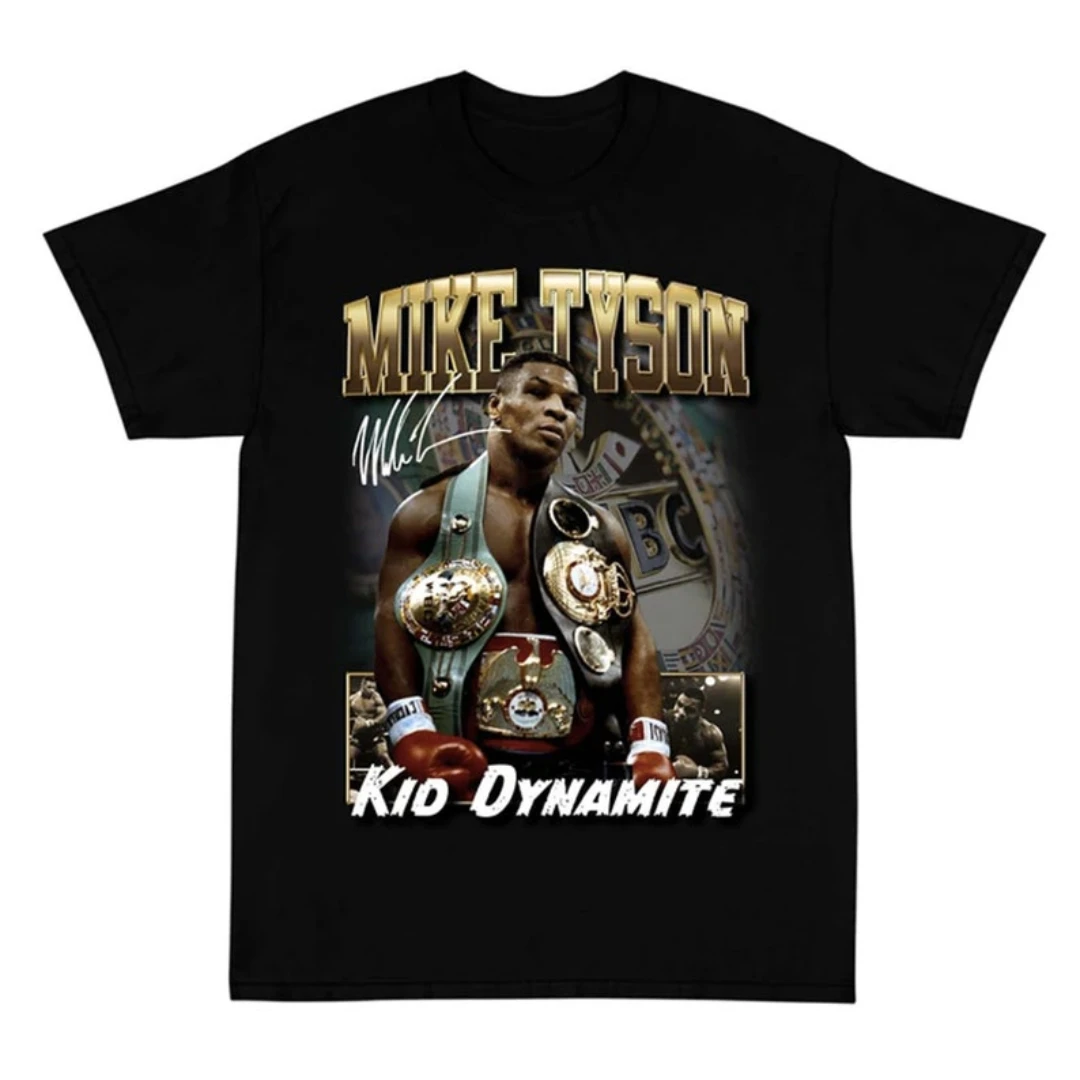 Vintage Inspired Kid Dynamite Tyson Tour Tee Iron Mike Custom Throwback Streetwear Boxing Tee Shirt in Black