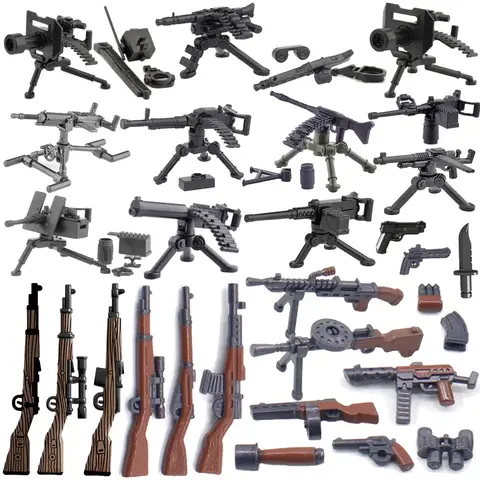 Military Soldier Figures Weapon Building Blocks Accessory Machine Guns Gatling Moxin Nagan Rocket Launcher Shield Toys Gift D124