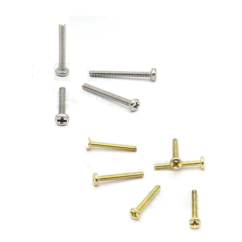 

100Pcs/lots M1.4*L=11/12mm Small Phillips Flat Countersunk Cross Round Pan Head Machine Screw Wood Bolts