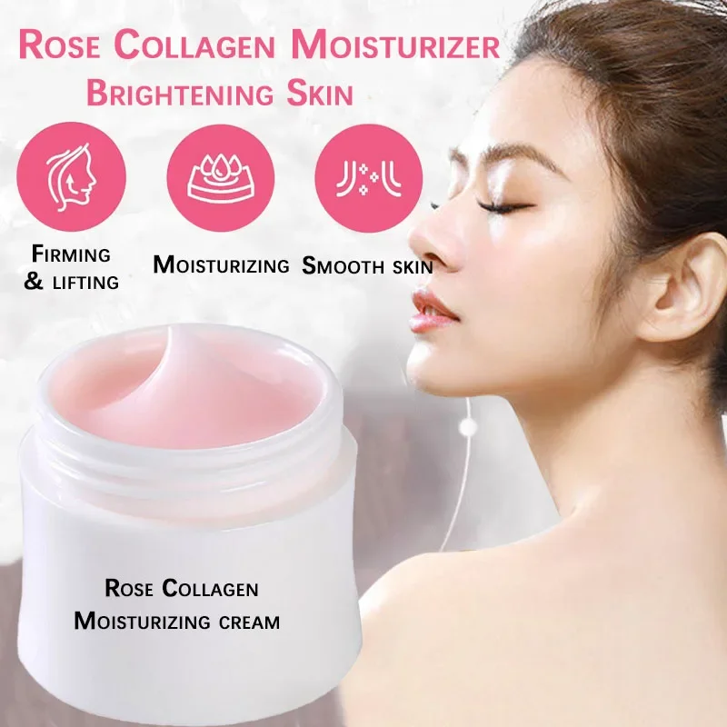 Crème hydratante au collagène Rose 24H, douce, éclaircit l'éclat de la peau terne, verrouillage en profondeur, crème pour le visage, Lotion pour le corps Non grasse