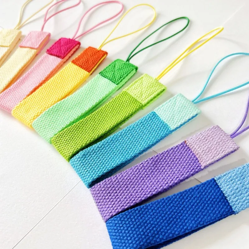 Custom Name Number Candy Color Contrasting Ribbon Short Phone Case Hanging Rope Luggage Anti Lost Hanging Tag Webbing Keychain