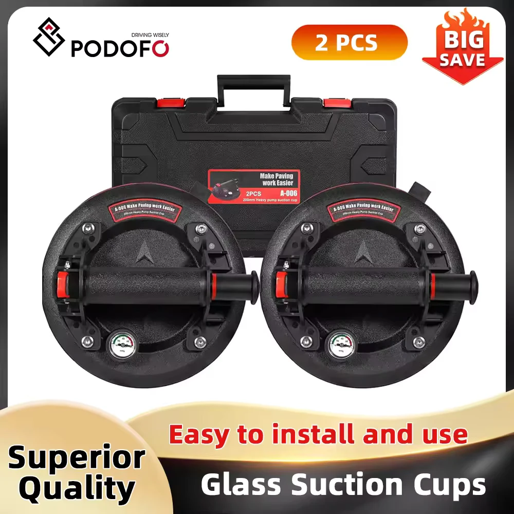 Podofo 8 "/20.4cm ventose in vetro Heavy Duty Hand-Hero Glass Lifter 800 libbre di capacità di carico potenti ventose industriali