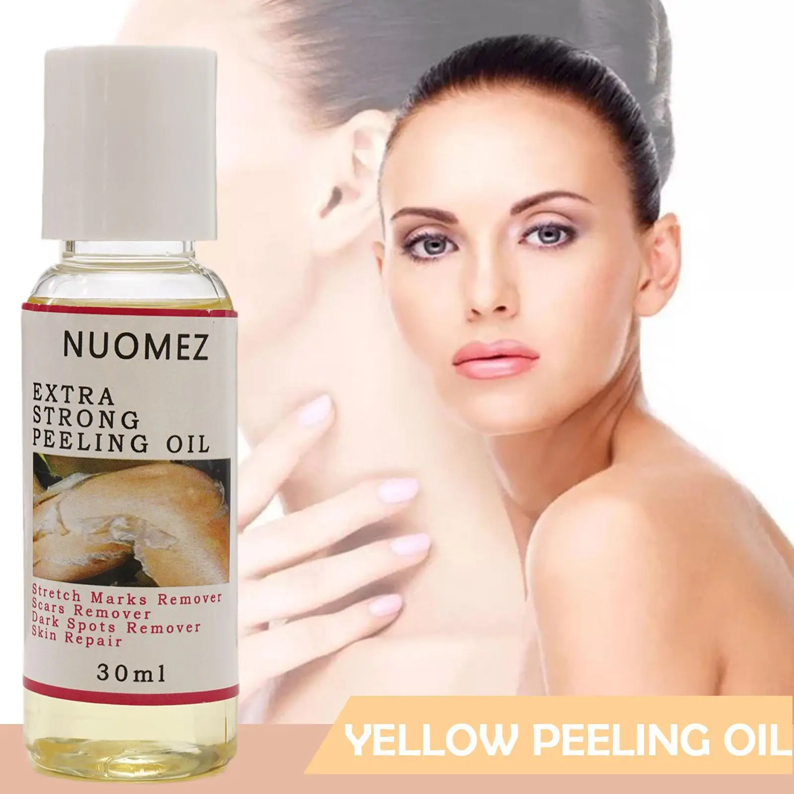 Olio Peeling giallo da 30ml per sbiancamento della pelle scura schiarire i gomiti mani del ginocchio schiarente tono della pelle olio per il corpo del viso