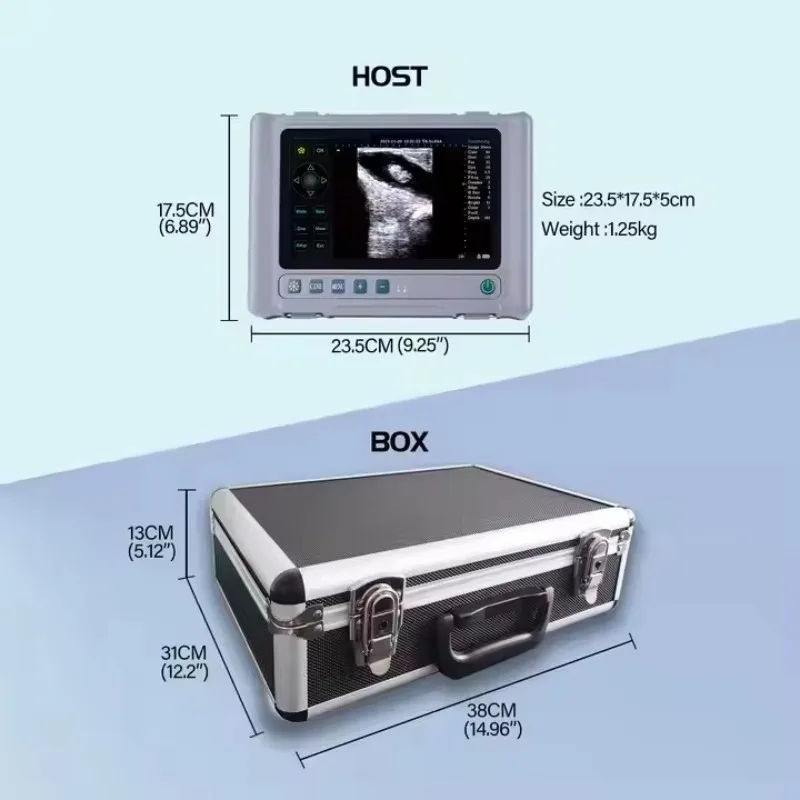 8 Inch LED Screen Handheld Veterinary Ultrasound Scanner Waterproof Palm Instrument