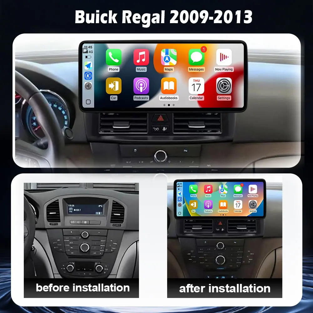Android 16 For Buick Regal 2009-2013 12.3inch Screen Multimedia GPS CarPlay Stereo NO 2din DVD Autoradio 4G WIFI DVR