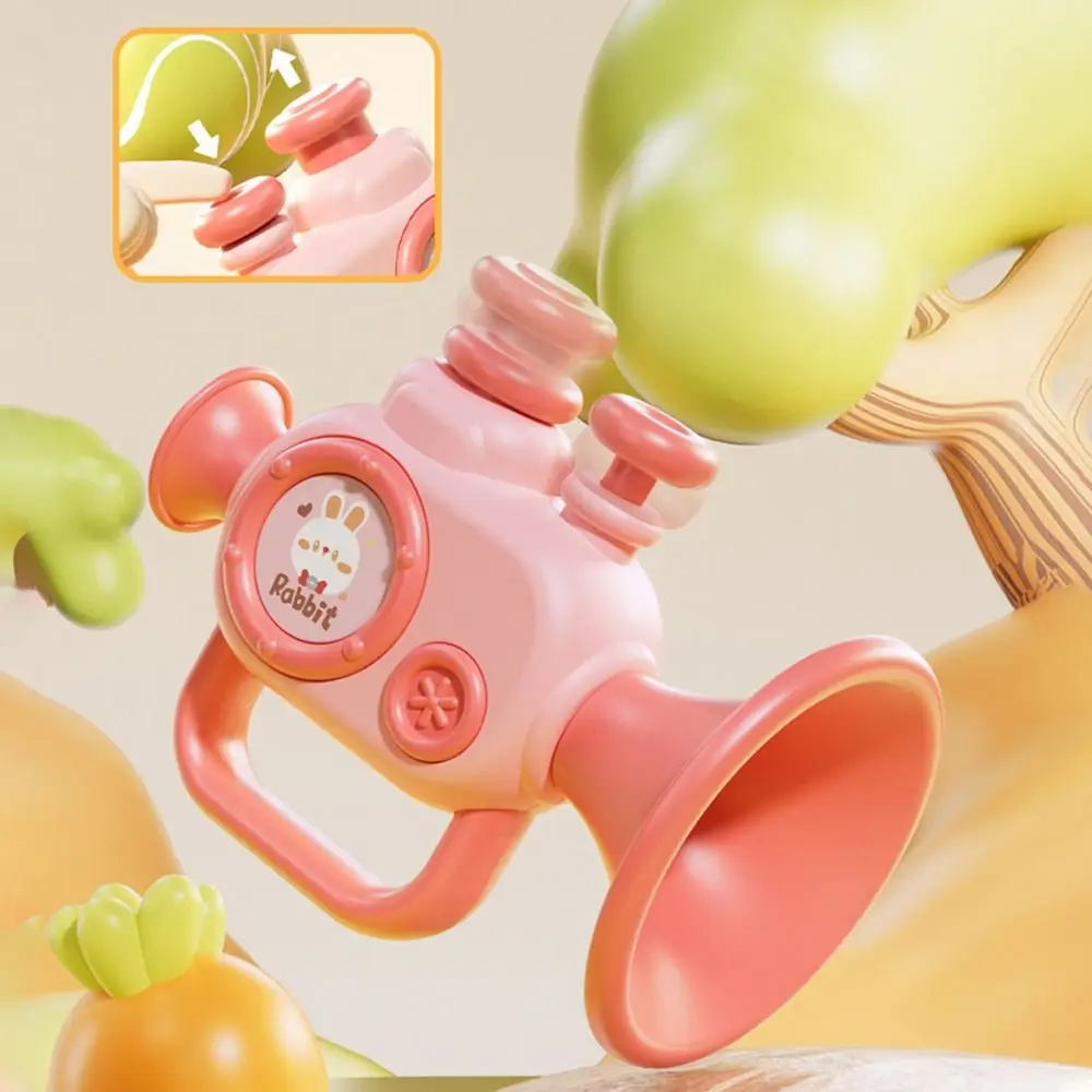 Criativo multicolorido interessante trompete brinquedo plástico cognição som mini instrumento musical anti-risco apito brinquedo presente