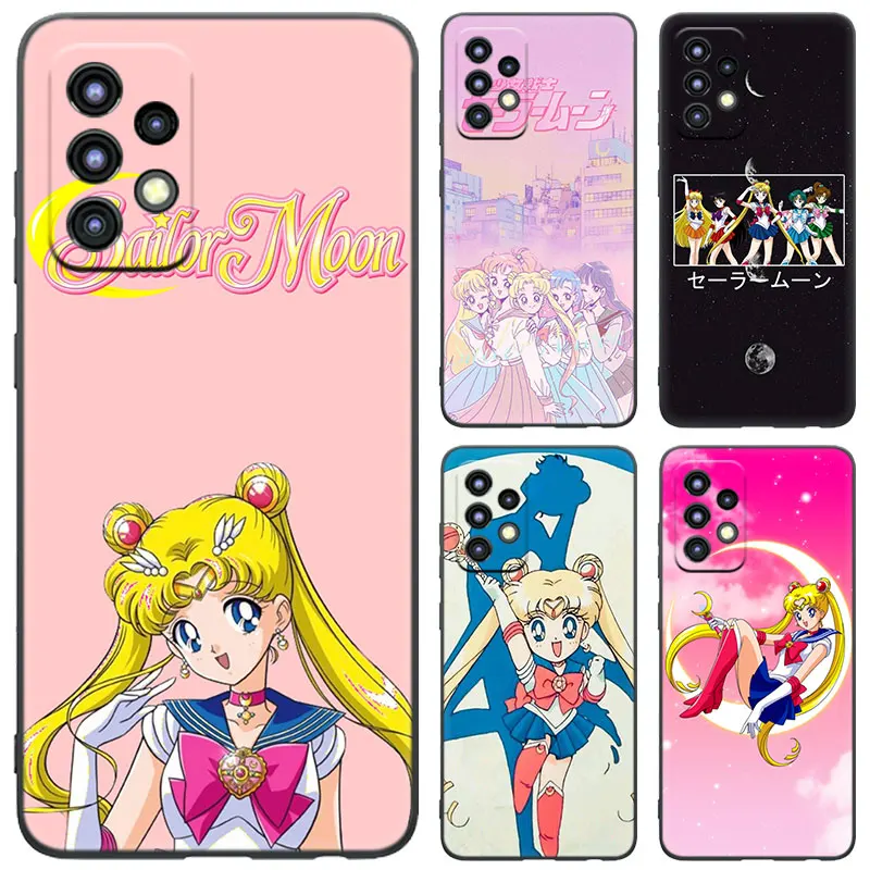 Anime Sailor Moon Black Phone Case For Samsung Galaxy A04S A12 A22 A32 A50 A51 A70 A71 A73 5G A03 Core A20E A21S A31 A41 Cover