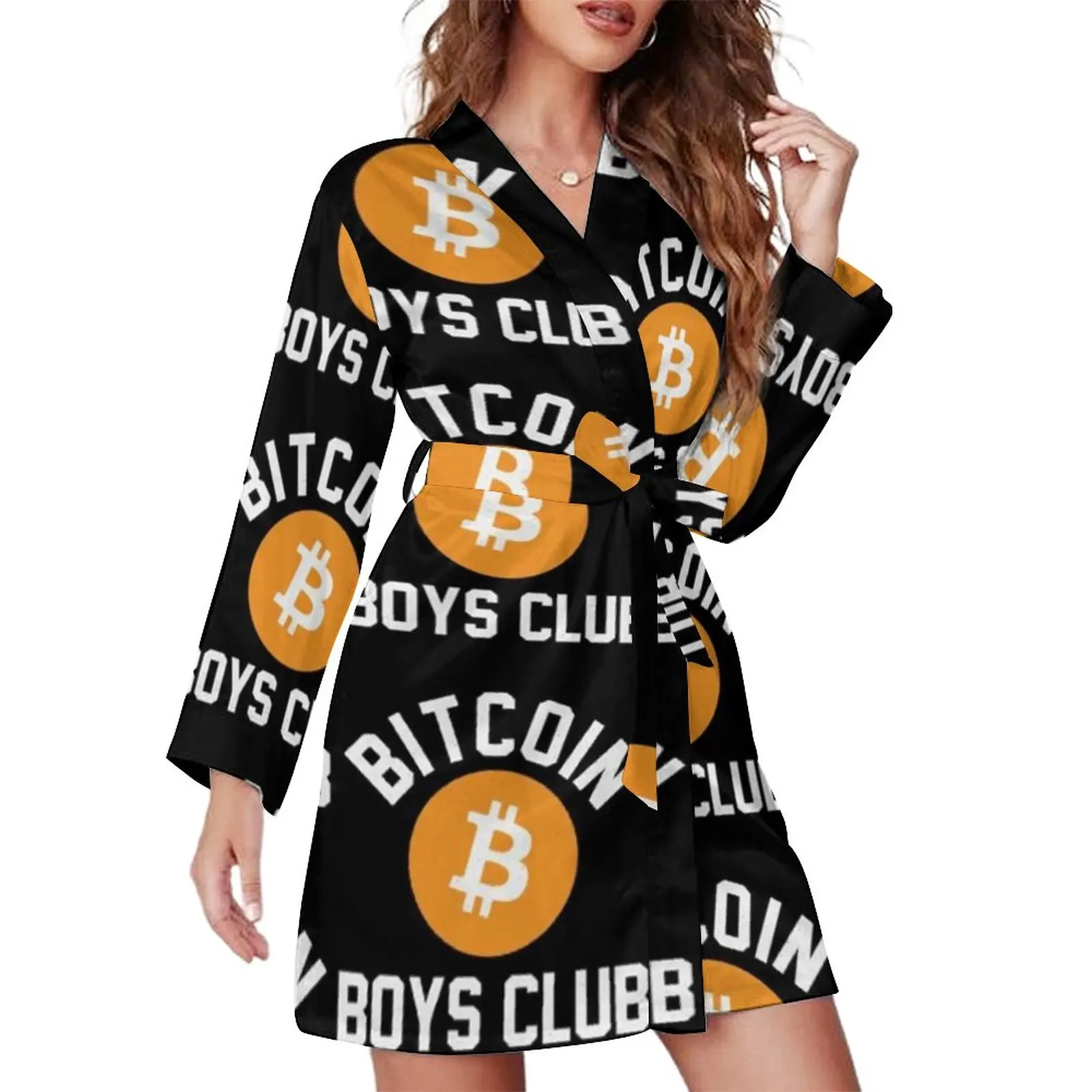 Bitcoin Pajama Robe Boys A Line New Big Size Dress Casual Lady Bedroom Sleepwear