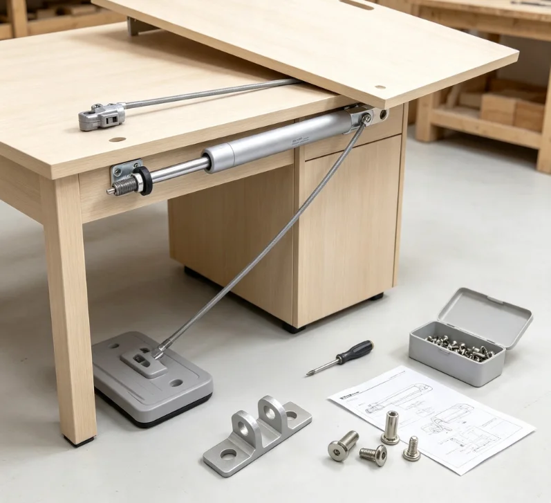Kids Desk Upgrade Hydraulic Gas Strut, Cable Control Self-lock Damper For Children Study Table Refit