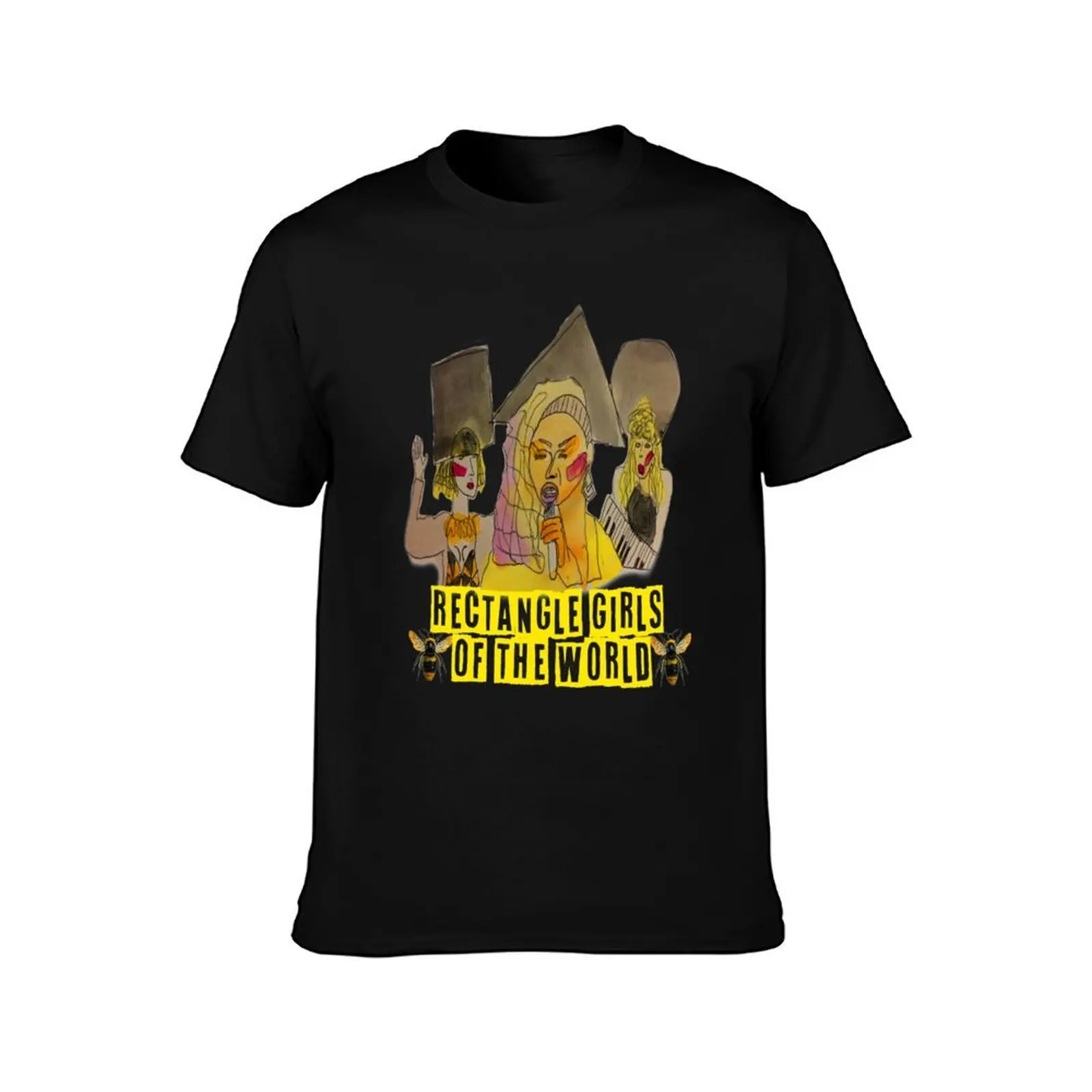 Rectangle Girls of the World T-Shirt, Summer Casual Cotton Tee, Oversized Streetwear Tops, Vintage Graphic Print, 100% Cotton