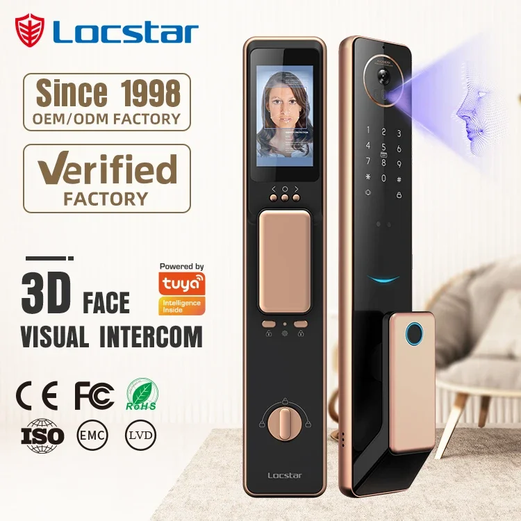 

YyhcLocstar New Serrure Intelligente Wifi Digital Knob Fingerprint Intercom Palm Vein Palmprint Smart Lock With Facial Recogniti