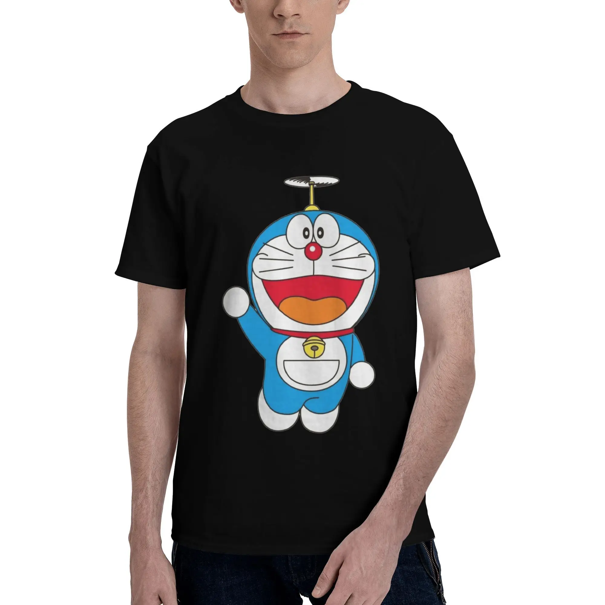 

2025 Fashion New Kawaii D-Doramens Cartoon T-shirt Men's Short Sleeved T-shirt Top 100% Cotton Regular Slim Fit T-shirt Gift