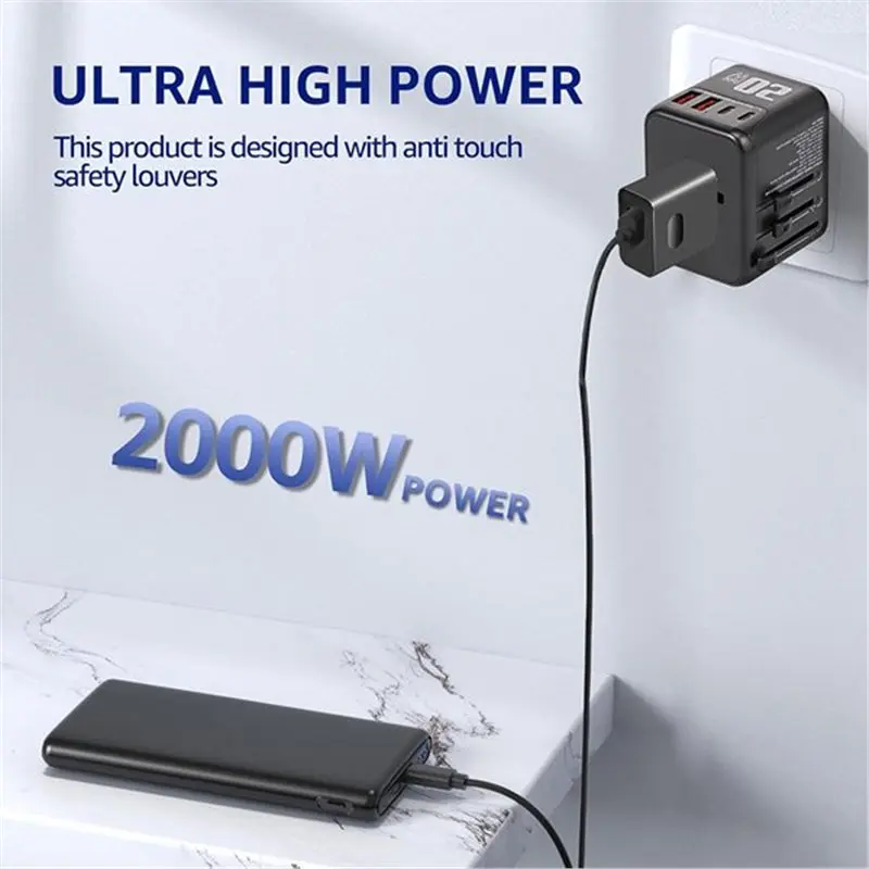 【FLASH DEAL】Multifunctional Travel Power Adapter 4 Port With 2 USB And 2 TYPE C Ports For USA EU Travel Essentials